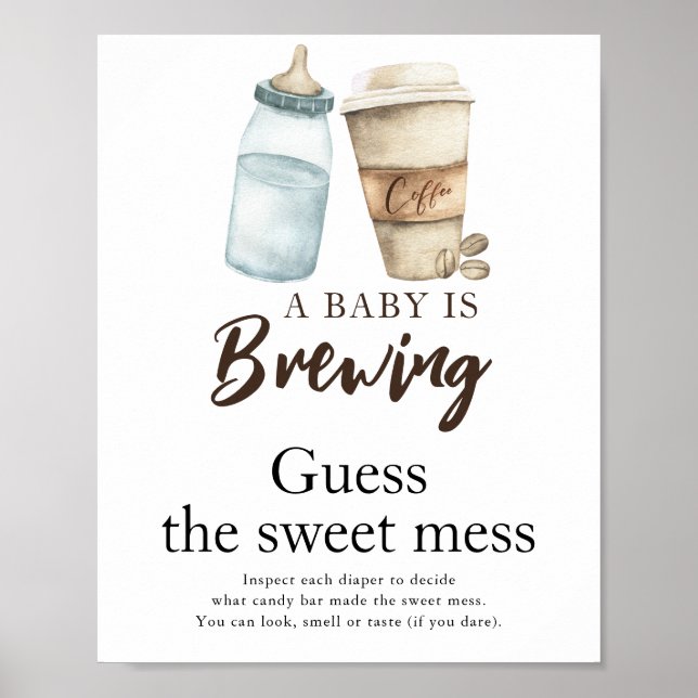 Poster Bébé prépare du café Devinez le doux désordre (Devant)