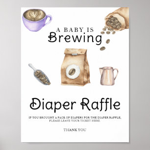 Poster Bébé prépare une douche pour bébé avec un tirage a