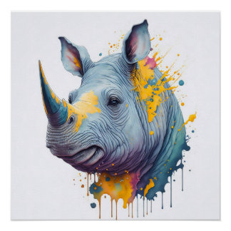 Poster Bébé Rhino Splash Art Print