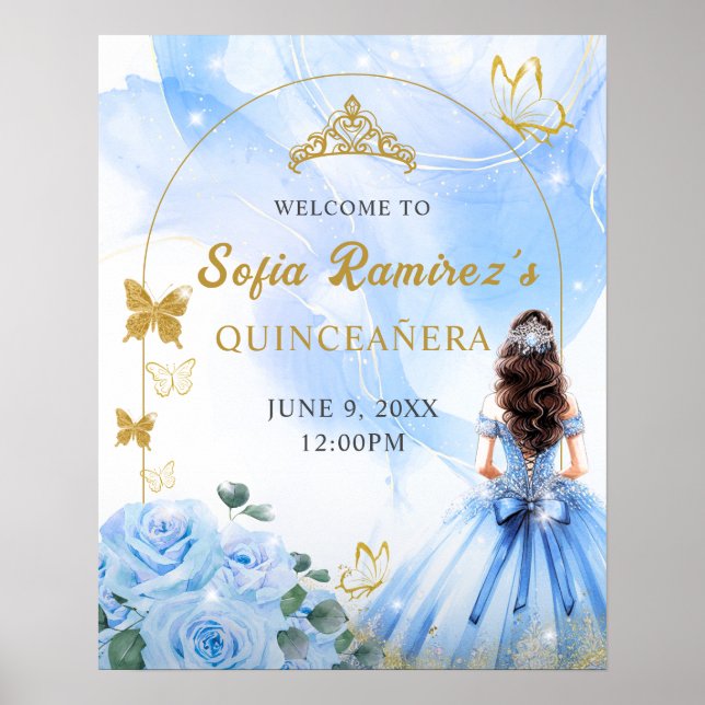 Poster Bébé Robe Bleue Princesse Quinceañera (Devant)