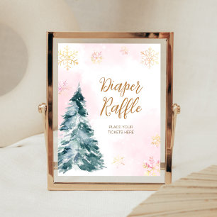 Poster Bébé rose C'est froid hors de la couche Raffle