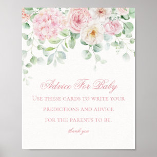 Poster Bébé rose floral en fleur Conseils pour le Baby sh