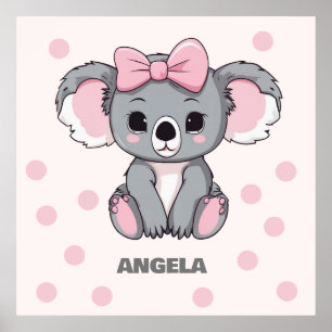 Poster Bébé rose Koala Ours