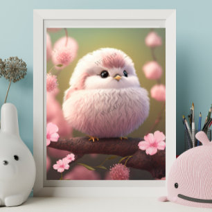 Poster Bébé rose mou sur arbre Floral Art Nursery