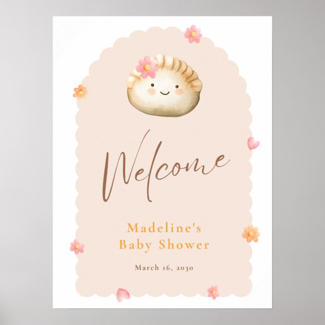 Poster Bébé rose pâle Douche Bébé Fille Douche Accueil (Devant)