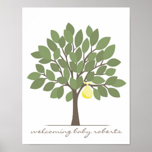 Poster Bébé Signature Arbre - Jaune