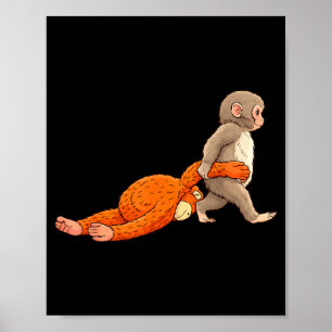 Poster Bébé singe drôle qui donne un coup de poing, anima