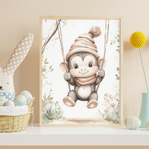 Poster Bébé singe mignon