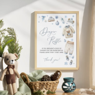 Poster Bébé son raffle de couche de Baby shower froid à l