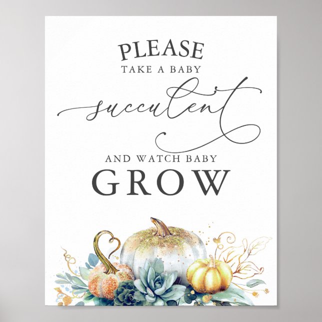 Poster Bébé Succulents Faveurs Signer Pour Votre Baby sho (Devant)