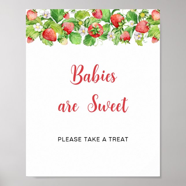 Poster Bébés aux fraises sont doux Panneau de table (Devant)
