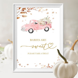Poster Bébés d'automne à la citrouille, doux présage