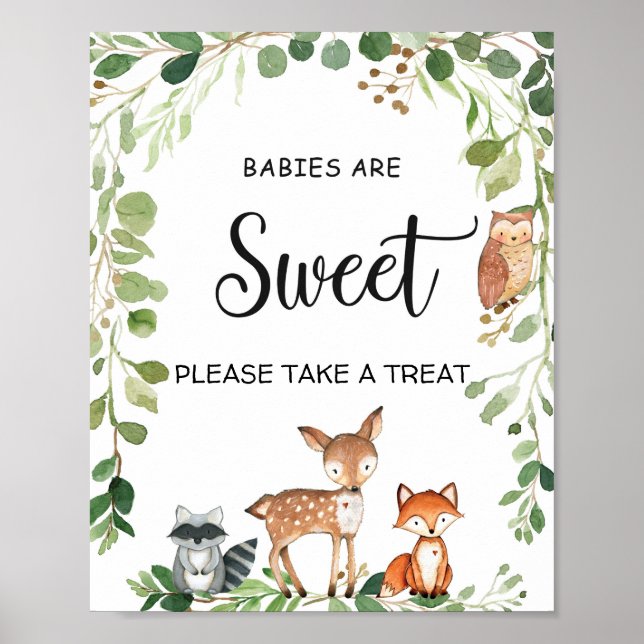 Poster Bébés de bois sont Baby shower doux signe (Devant)