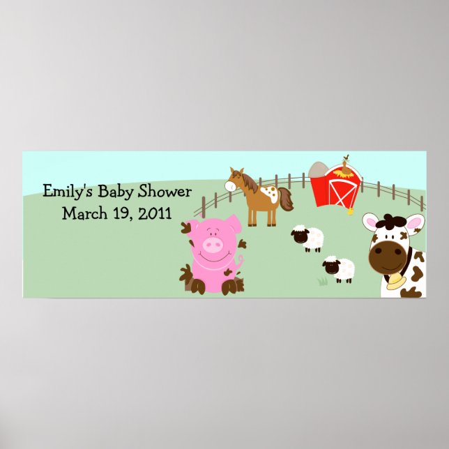 Poster Bébés de ferme Barnyard Barn Yard Bannière d'anniv (Devant)