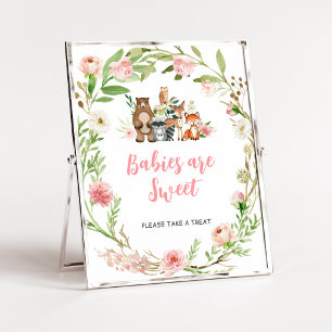 Poster Bébés de la forêt florale rose sont un signe doux