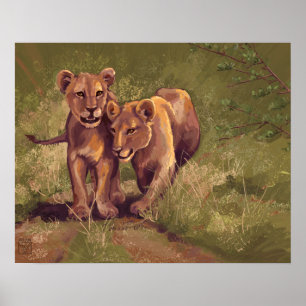 Poster Bébés Lions