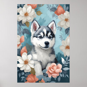 Poster Bébés mignons animaux Husky Puppy