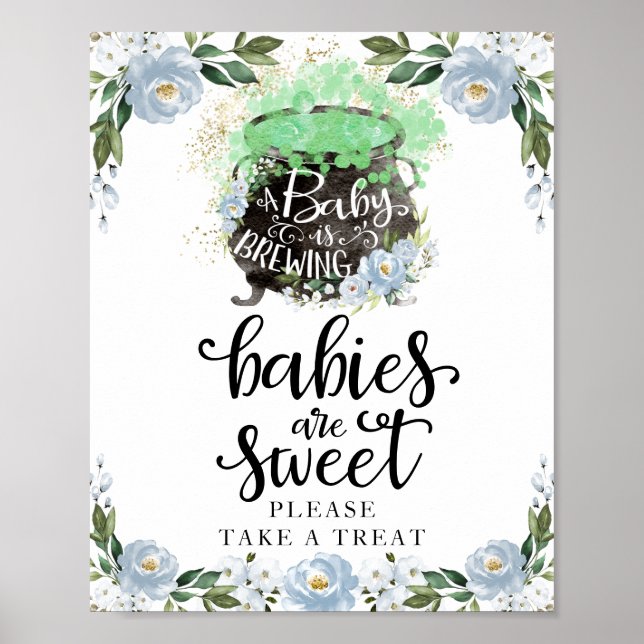 Poster Bébés sont doux Halloween garçon Baby shower signe (Devant)