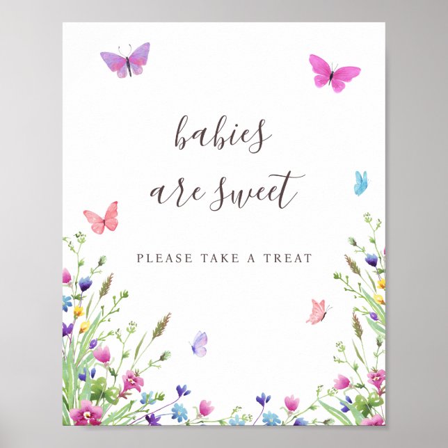 Poster Bébés sont doux Papillon Faveur signe (Devant)