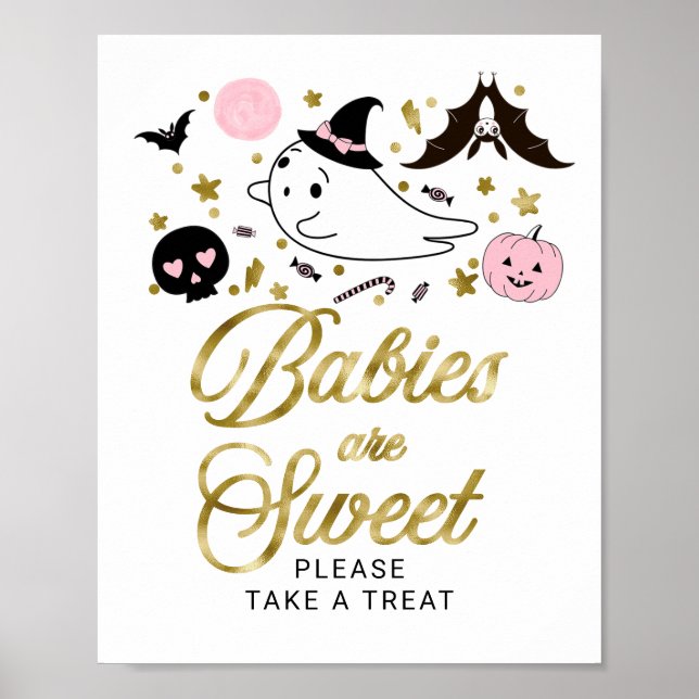 Poster Bébés sont doux signe Baby shower Halloween (Devant)