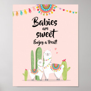 Poster Bébés sont Sweet Fiesta Llama Baby shower Signal