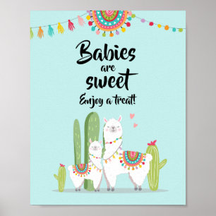 Poster Bébés sont Sweet Fiesta Llama Baby shower Signal