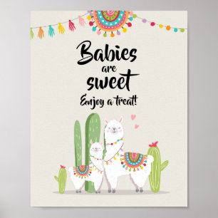 Poster Bébés sont Sweet Fiesta Llama Baby shower Signal