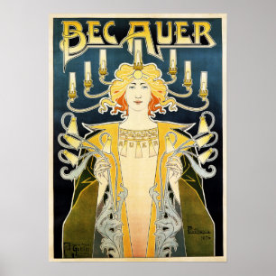 Poster BEC AUER 1896 Essence à gaz incandescente