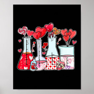 Poster Bécher Tester Tube Coeur Laboratoire Valentines Sc