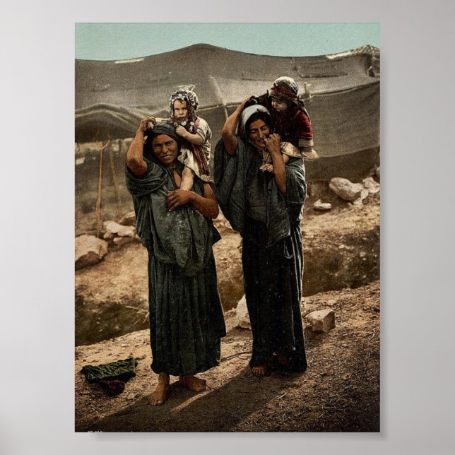 Poster Bédouins et enfants à l'extérieur de la tente, Ter (Devant)