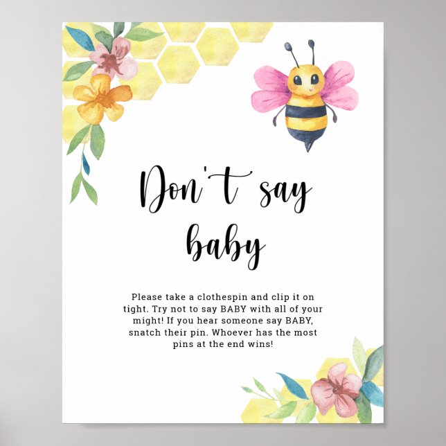 Poster Bee floral - Don't say baby  (Devant)