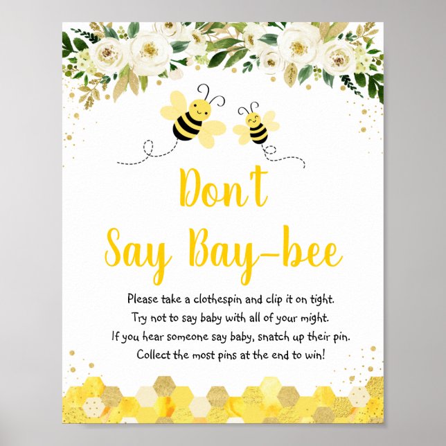 Poster Bee Gold Floral Ne pas dire Baby Game (Devant)