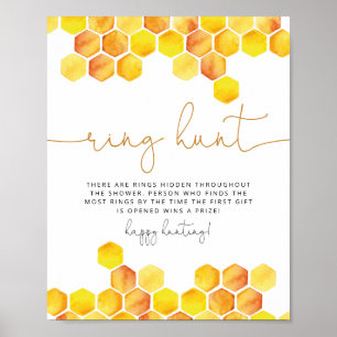 Poster Bee honeycombes bague chasse nuptiale jeu de douch
