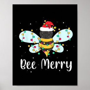 Poster Bee Joyeux Noël Mignonne Bee Xmas Lumières Famille