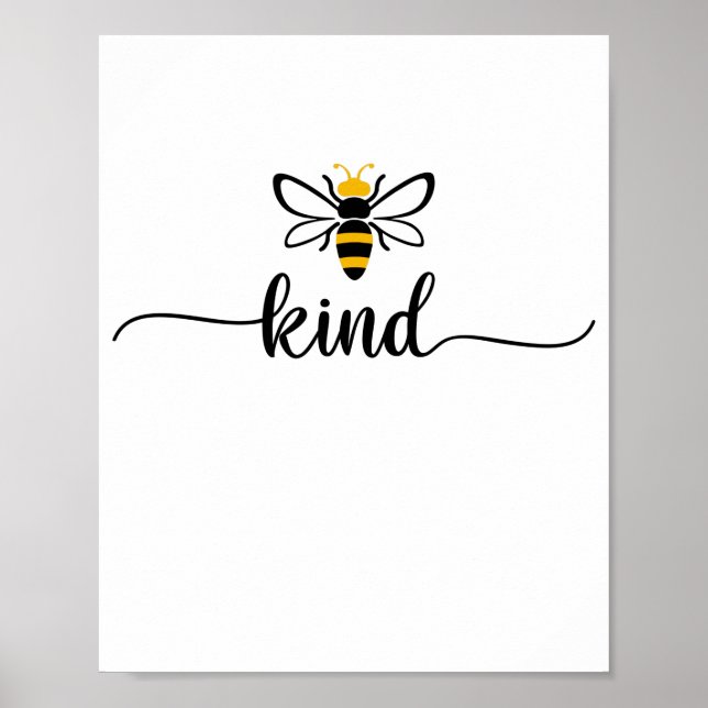 Poster Bee kind anti bullying be kind orange (Devant)