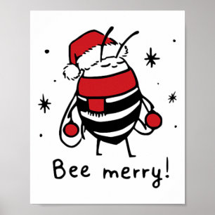 Poster Bee Merry Funny Cadeau de Noël