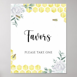 Poster Bee thème mariage - Faveurs, s'il vous plaît prend