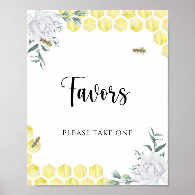 Poster Bee thème mariage - Faveurs, s'il vous plaît prend (Devant)