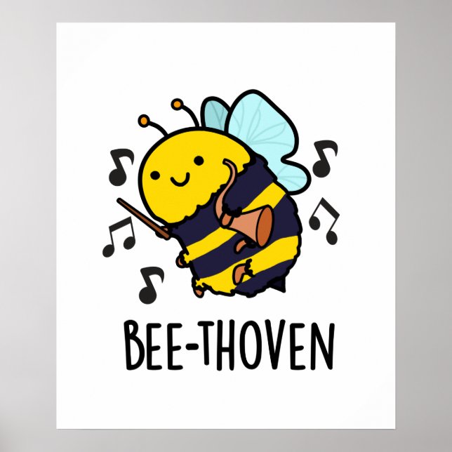 Poster Bee-thoven Funny Music Bee Pun (Devant)