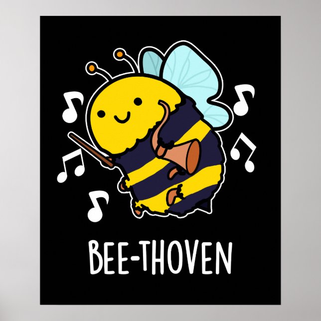 Poster Bee-thoven Funny Musique Bee Pun Dark BG (Devant)