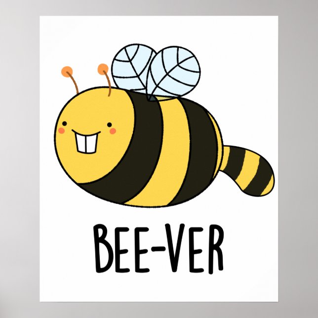Poster Bee ver Funny Animal Beaver Bee Pun (Devant)
