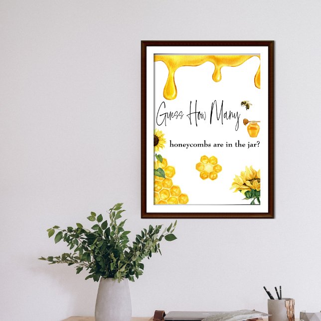 Poster Bee Yellow Honey Devine Combien De Baby showers Je (Créateur téléchargé)