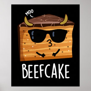 Poster Beefcake Funny Cake Pun Dark BG