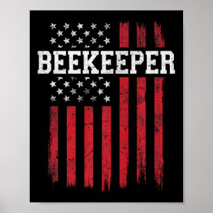 Poster Beekeeper Drapeau américain Patriot Patriotique Us