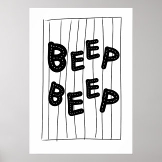 Poster BEEP BEEP - Thème de voiture et de camion pour enf