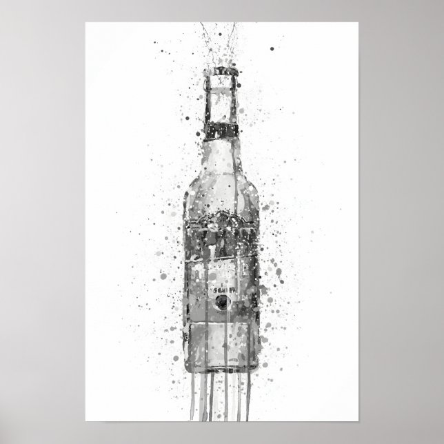 Poster Beer Bottle Aztec Gold Grey (Devant)