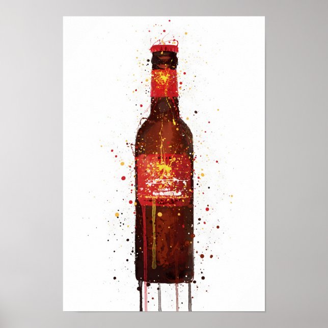 Poster Beer Bottle Wall Art Print 'Rambla Red' (Devant)