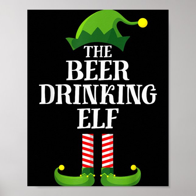 Poster Beer Drinking Elf Matching Family Group Christmas  (Devant)