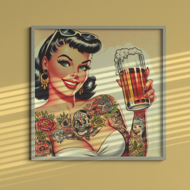 Poster Beer Girl tatouée (Créateur téléchargé)