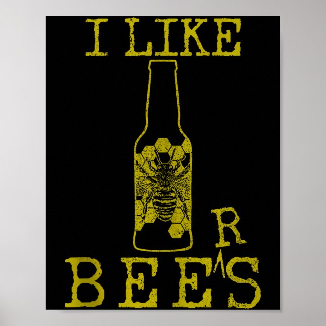Poster Bees &amp; Beer - Funny Quote Beekeeng Beekeeper G (Devant)